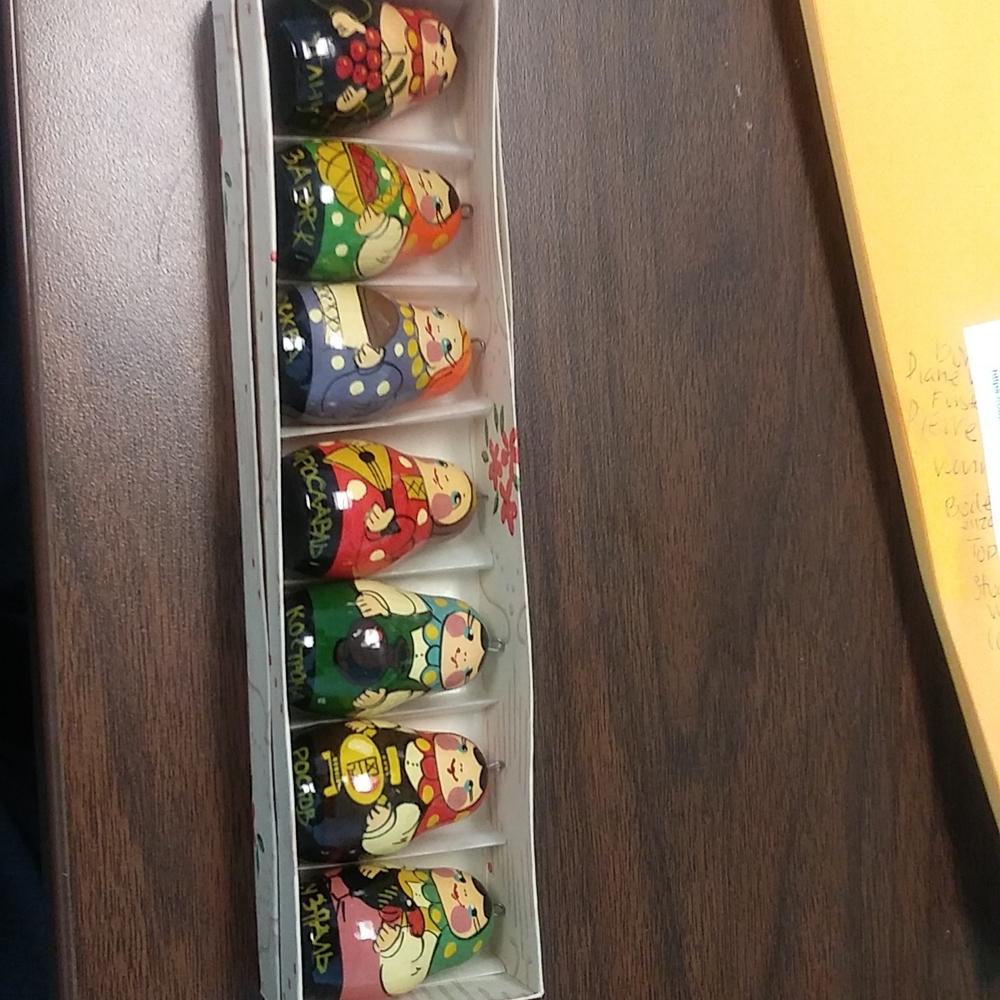 Matryoshka Ornaments painted wooden Russian